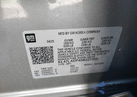 2025 Buick Envista Preferred Fwd from USA, damaged, VIN KL47LAEP4SB227355